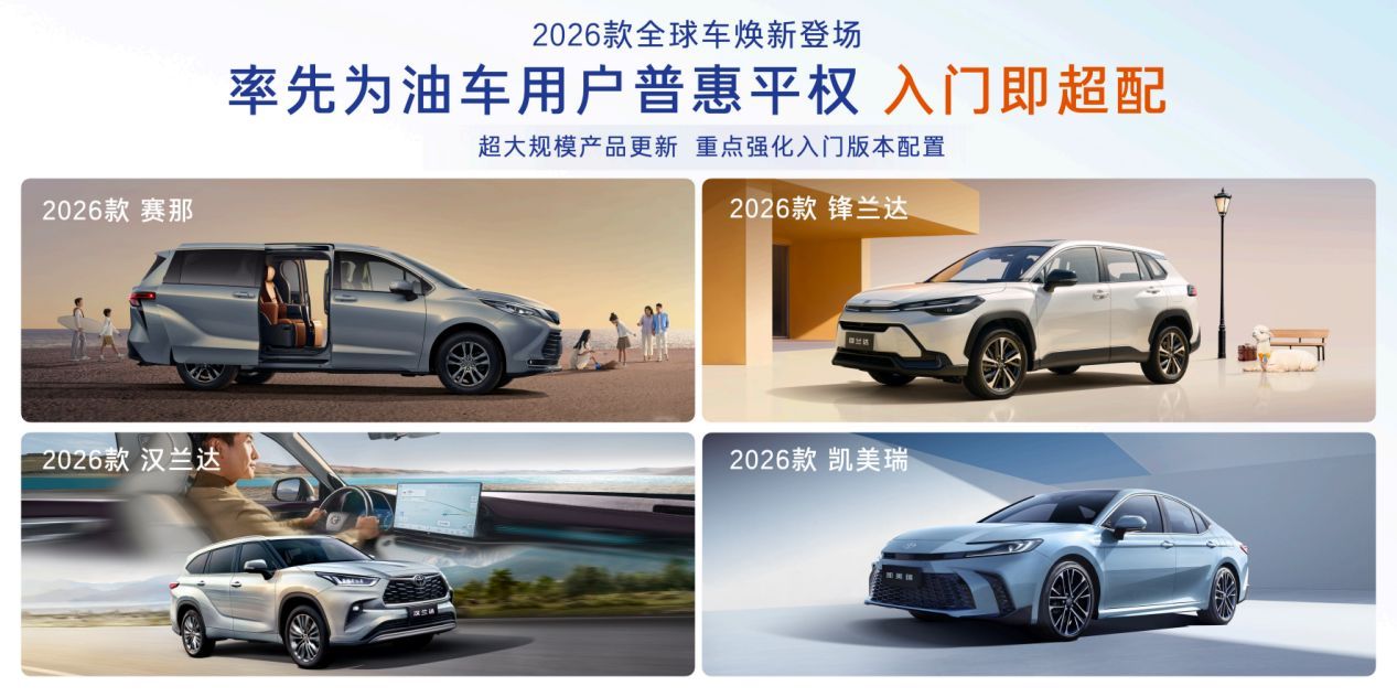 2026款丰田全球车来袭!入门即享豪华配置,油电同强开启普惠时代！