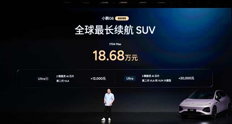 1704km全球综合续航最长，小鹏G6超级增程上市18.68万元起售
