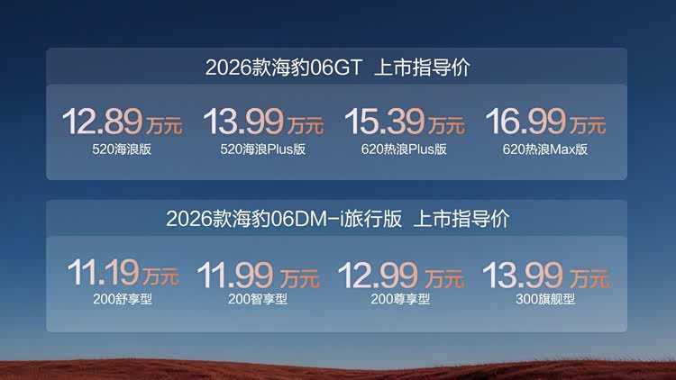 12.89万起，&ldquo;年轻人第一台GT&rdquo;比亚迪2026款海豹06GT焕新上市！